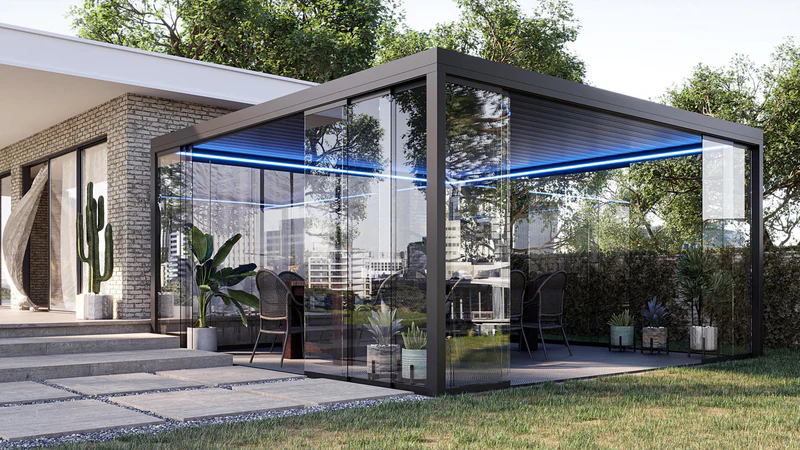 Modern glass roofs and walls for a bright house
