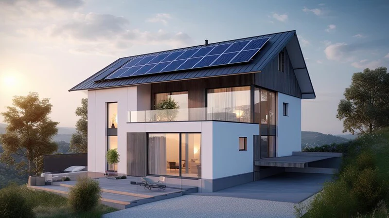 Modern solar panels on a contemporary house