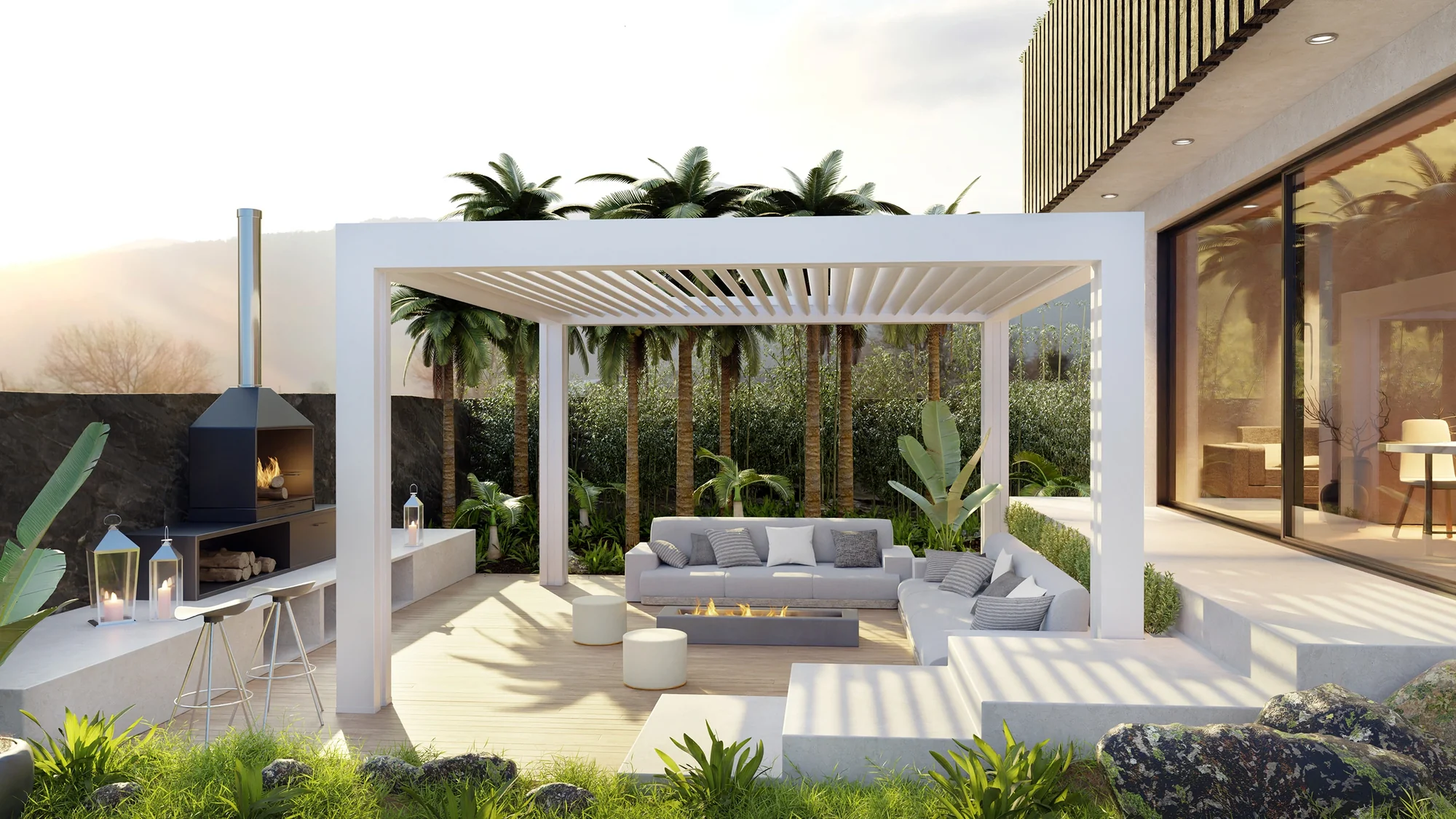 Modern bio-climate pergola installed on a terrace